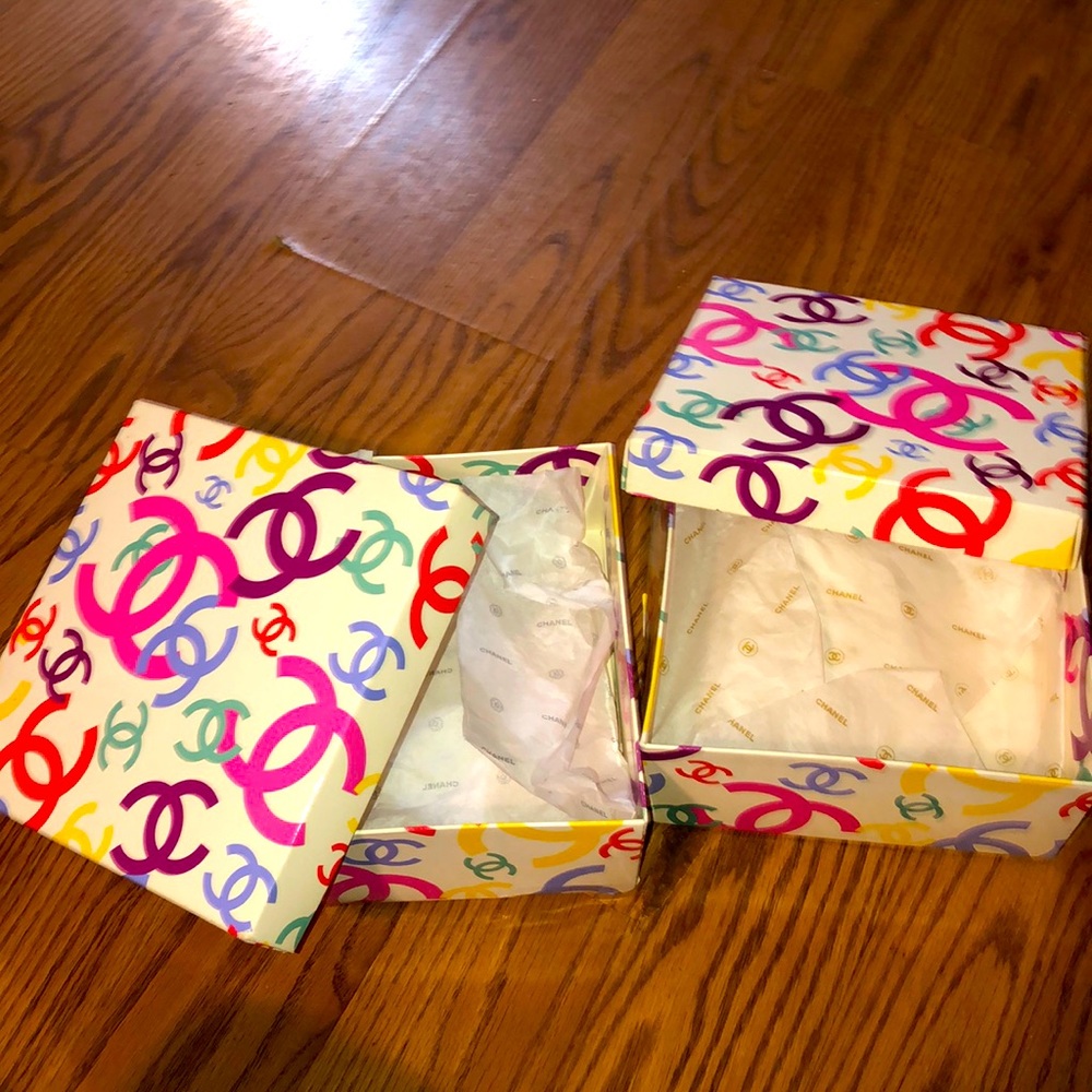 2 Beautiful Authentic Chanel gift boxes 8”x 8”